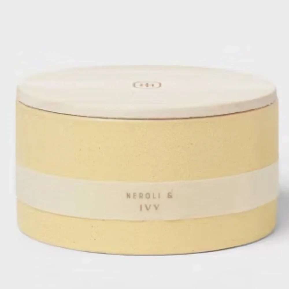 THRESHOLD NWT 3-wick matte texture ceramic wood wick candle -neroli ivy -16oz